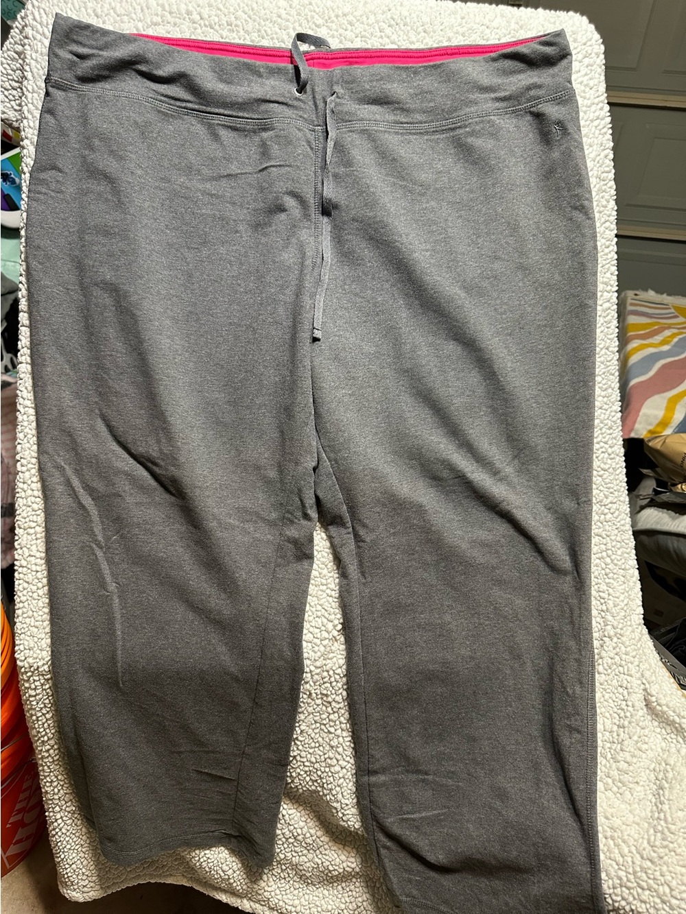 Danskin Gray Joggers with Pink Waistband Accent H23